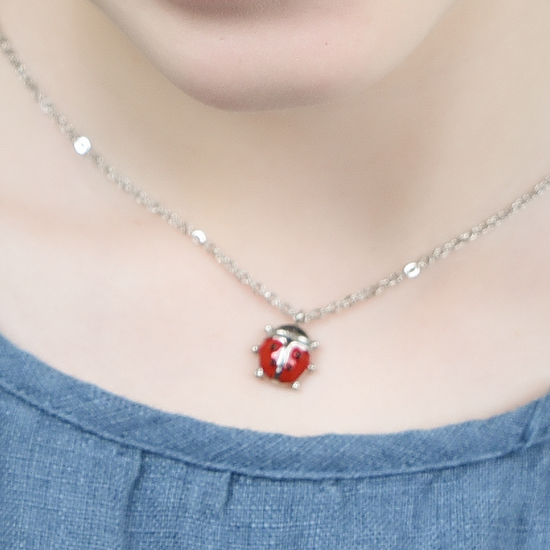 COLLANA BAMBINA IN ACCIAIO CON COCCINELLA