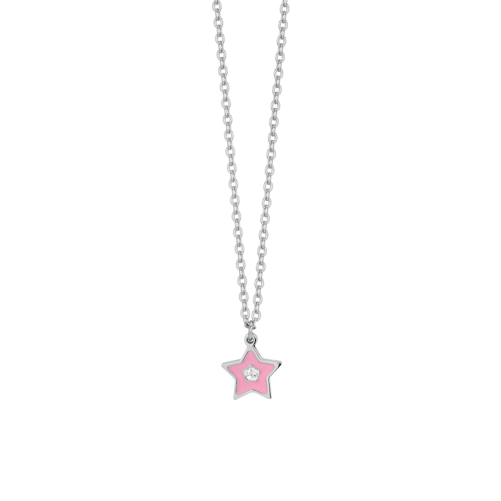 COLLANA BAMBINA IN ACCIAIO SMALTO ROSA