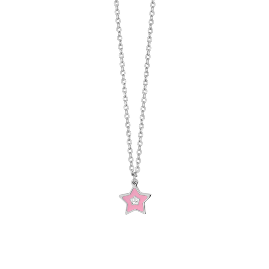 COLLANA BAMBINA IN ACCIAIO SMALTO ROSA