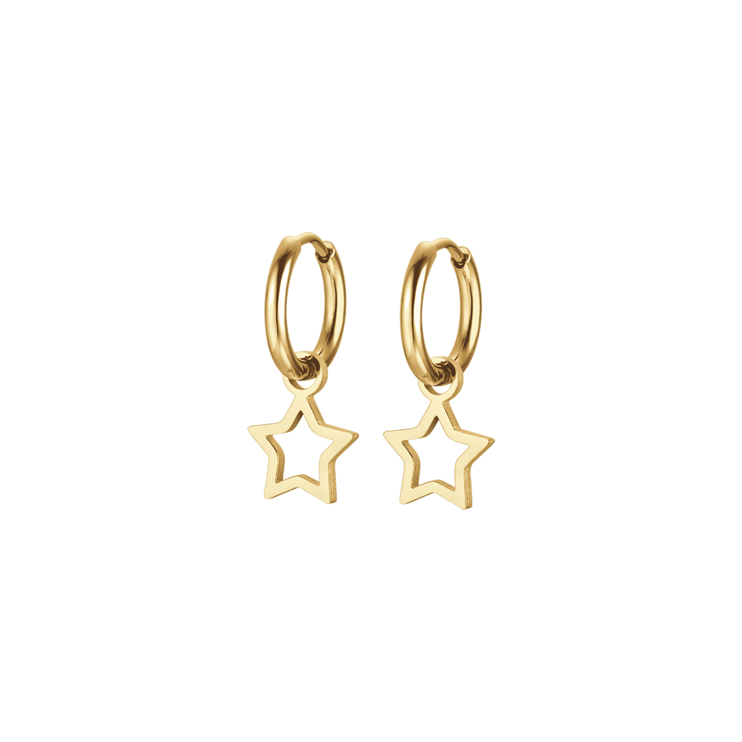 ORECCHINI DONNA CERCHIO IN ACCIAIO IP GOLD CON STELLA