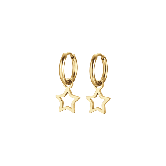 ORECCHINI DONNA CERCHIO IN ACCIAIO IP GOLD CON STELLA