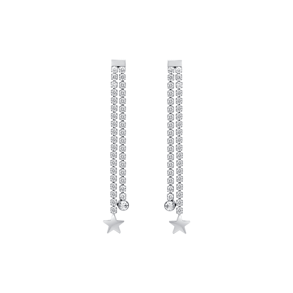 ORECCHINI DONNA IN ACCIAIO CON CRISTALLI BIANCHI E STELLE