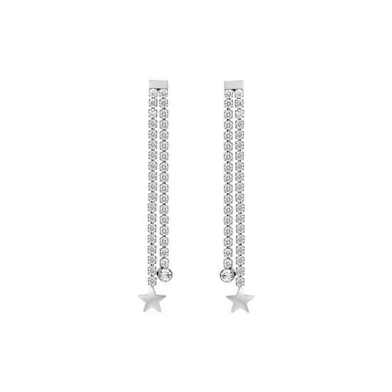ORECCHINI DONNA IN ACCIAIO CON CRISTALLI BIANCHI E STELLE